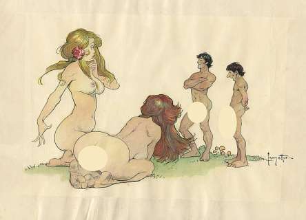 (Frazetta) Lookin’ em’ over (nudes and guys). | Profiles in History