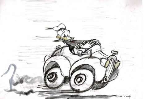 Donald Duck’s Faster Car - Original Preparatory Sketch - Tony Fernandez - Art original | Catawiki