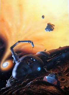 David A Hardy - Repair at Black Hole Magazine of Fantasy and SF cover (Signed)