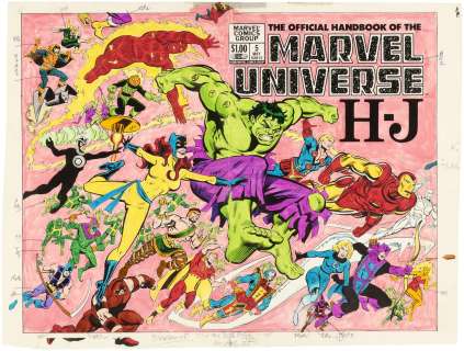THE OFFICIAL HANDBOOK OF THE MARVEL UNIVERSE #5 & DELUXE EDITION #5 - REGULAR COVER & INTERIOR PAGES COLOR GUIDES LOT (ANDY YANCHUS COLORIST). | Hake’s