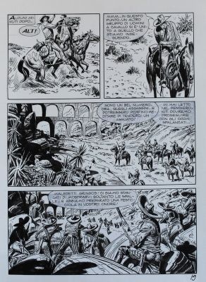José Ortiz (Encrage), Antonio Segura (Scénariste), Galep (Concept), Gianluigi Bonelli (Concept) | José Ortiz - Ortiz, Maxi Tex#8, Il treno Blindato, planche n°19, 2004. | 2DGalleries