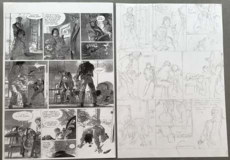 Hermann - Planche originale crayonnés (p.33) - Avec 2 derniers strips différents de la version publiée - Jeremiah T.24 - Le Dernier Diamant  - (2003) | Catawiki