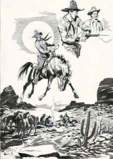 Tex - Virgilio Muzzi - illustrazione originale "Un Giovane Tex con Gunny Bill" - EO - (1999) | Catawiki
