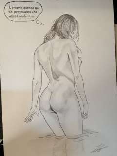 Daniel H - illustrazione originale a matita cm 34x48 - Page volante | Catawiki