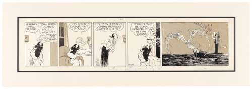 THIMBLE THEATRE STARRING POPEYE 1936 DAILY STRIP ORIGINAL ART BY E.C. SEGAR FEATURING THE SEA HAG.
