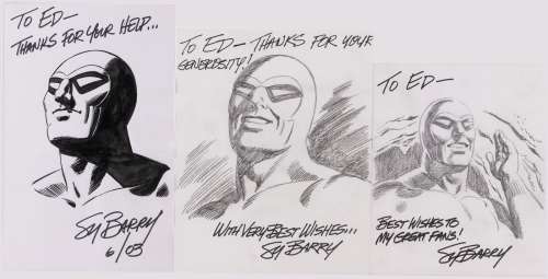 THE PHANTOM ORIGINAL ART SKETCH PORTRAIT TRIO BY SY BARRY. | Hake’s