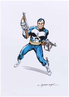 THE PUNISHER HAND COLORED PRINT BY RAFAEL LÓPEZ ESPÍ. | Hake’s