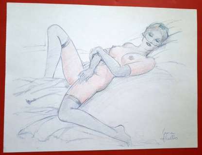 Leone Frollo - illustrazione originale "La Vedova sconsolata" firmata - Page volante | Catawiki