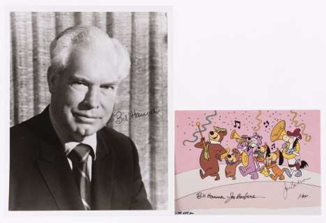 BILL HANNA & JOE BARBERA SIGNED FLINTSTONES INVITATION & PHOTO. | Hake’s