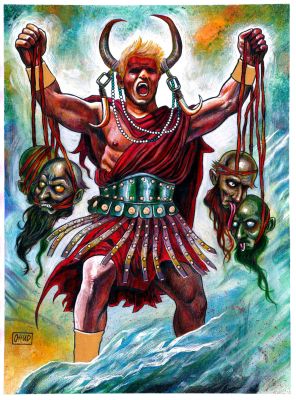 Ohud Khedr | Barbarian Warrior with Trophies Illustration | Raremarq (Buy It Now)