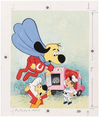 UNDERDOG AND THE DISAPPEARING ICE CREAM COMPLETE ORIGINAL ART FOR 1975 LITTLE GOLDEN BOOK. | Hake’s