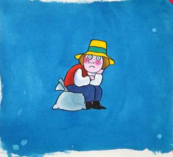 Jerzy Flisak (1930 - 2008) | Jerzy Flisak | "Idzie Grześ przez wieś", projekt okładki do książki-wycinaki do wiersza Juliana Tuwima, str. IV, 1982 | Desa Unicum