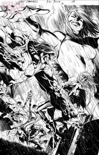 Eddy Barrows Tom Nguyen - justice league of america 10 pg 4 splash original art (dc, 2014) stargirl vs the crime syndicate