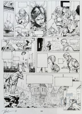 Theo / Le Trône D’argile. Planche Originale N°24 de L’album T4 "La Mort Des Rois" Qui Illustre La Scène de L’accouchement. Superbe Qualité D’exécution Qui Illustre La Talent Du Digne Successeur de Delaby. Encre de Chine Signée Vers 2009. Rare. Tbe+. 30 X 42 Cm |  | Dagoty