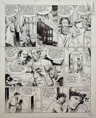 Blanc-Dumont, Michel (Né En 1948) | Lot 83 : La jeunesse de Blueberry, T.10, L’Agence Pinkerton, planche 32. | Millon