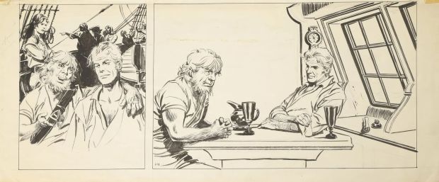 Paul Gillon (1926-2011) | Lot 140 : Capitaine Cormorant – Strip original 1958 Encre de Chine sur papier… | Fauve Paris