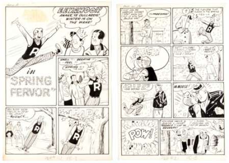 Harry Lucey And Terry Szenics | Pep Comics #121 Story Page Original Art Group of 2 (Archie, 1957). | Heritage