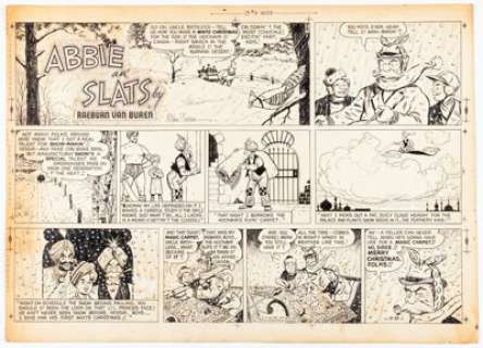 Raeburn Van Buren - Abbie an‘ Slats Sunday Comic Strip Christmas Themed Original Art dated 12-25-55 (United Feature Syndicate, 1955).