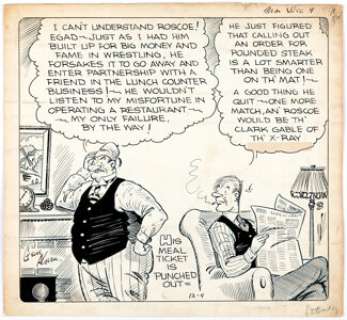 Ahern, Gene - Eugene "Gene" Ahern Our Boarding House with Major Hoople Daily Single-Panel Comic Strip Original Art dated 12-9-35...