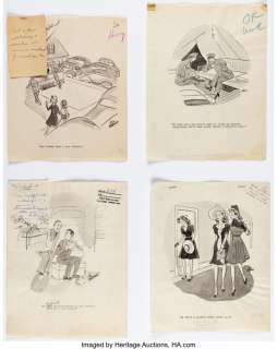 Herman, Vic - Vic Herman - Men‘s Single Panel Gag Cartoon Preliminary Illustrations Original Art Group of 50 (Harvey, c. 1940s).... (Total: 51 Original Art)