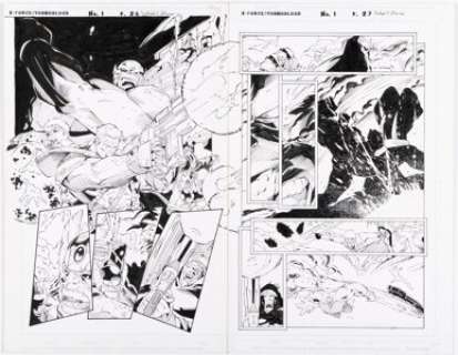 Pajarillo, Mark - Mark Pajarillo, Marlo Alquiza, and others X-Force / Youngblood #1 Double Page Spread 26-27 Original Art (Marvel/Im...