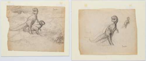 Frazetta, Frank | Frank Frazetta Tyrannosaurus Rex Preliminary Original Art Group of 2 (undated).... (Total: 2 Original Art) | Heritage