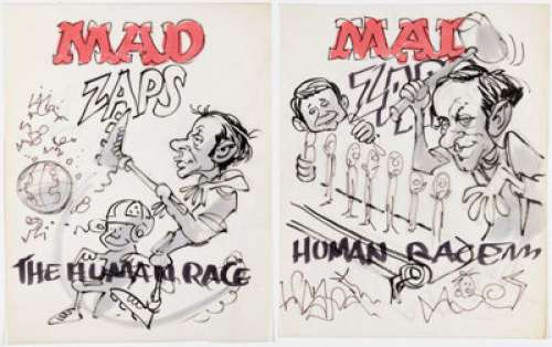 Davis, Jack | Jack Davis MAD Zaps the Human Race Big Book Cover Design Preliminary Original Art Group of 2 (Warner Books, 1984).... (Total: 2 Original Art) | Heritage