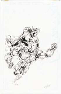 Neil Vokes and Michael Avon Oeming - Ninjak #6 Cover Original Art (Acclaim/Valiant, 1997).