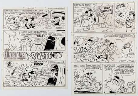 Ray Dirgo The Flintstones #42 Complete 6-Page Story "Private Eye" Original Art (Charlton, 1975). (Total: 6 Original Art)