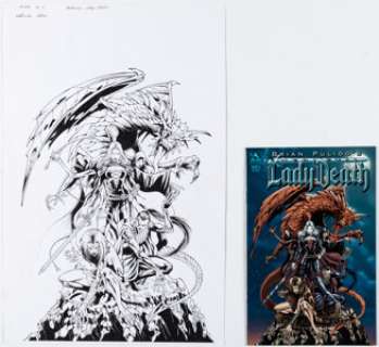Wellinton Alves Brian Pulido‘s Medieval Lady Death #6 Cover Original Art (Avatar Press, 2005). (Total: 2 Original Art)