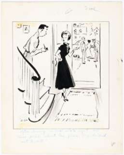 George Clark Neighbors Daily Single Panel Gag Cartoon Illustration Original Art (News Syndicate, c. 1960-70).
