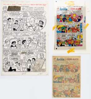 Dan DeCarlo and Jim DeCarlo (attributed) Sabrina, the Teenage Witch #38 Archie Hostess Twinkies Complete 1-Page Ad "New Math" Original Art and Color Production Materials Group of 3 (Archie, 1977). (Total: 3 Original Art)