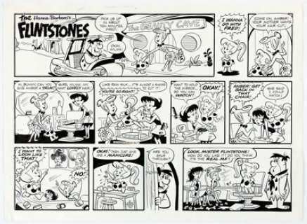 Harvey Eisenberg The Flintstones Sunday Comic Strip Original Art dated 2-10-63 (McNaught Syndicate, 1963).