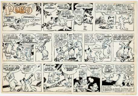 Walt Kelly Pogo Sunday Comic Strip Original Art dated 9-23-51 (Post Hall Syndicate, 1951).