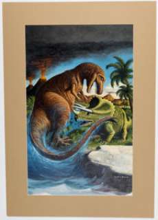 Geoffrey Biggs The World Around Us #15 The Illustrated Story of Prehistoric Animals Cover Original Art (Gilberton, 1959). | Heritage