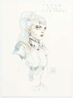 Niko Henrichon - Robot Girl Sketch Original Art (2017).