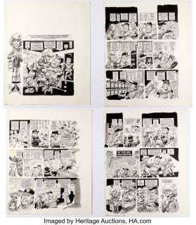 Jack Davis MAD #251 "MAD’s Baseball Owner of the Year" Complete 4-Page Story Original Art (EC, 1984). (Total: 4 Original Art) | Heritage