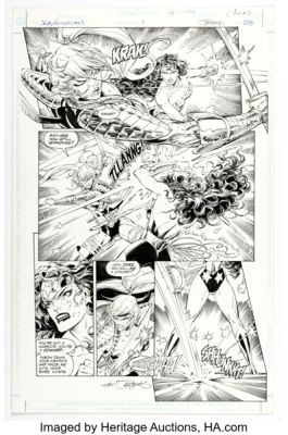 Val Semeiks and Kevin Conrad JLA / WildC.A.T.s #nn Wonder Woman vs. Zealot Story Page 28 Original Art (DC, 1997).