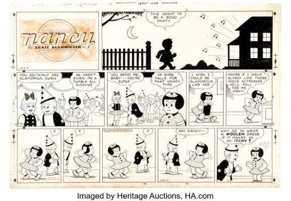 Ernie Bushmiller Nancy Sunday Comic Strip Original Art dated 2-3-46 (United Feature Syndicate, 1946).