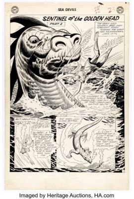 Howard Purcell and Sheldon Moldoff Sea Devils #16 Story Page 7 Original Art (DC, 1964).