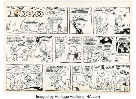 Walt Kelly Pogo Sunday Comic Strip Original Art dated 12-14-58 (Hall Syndicate, 1958).