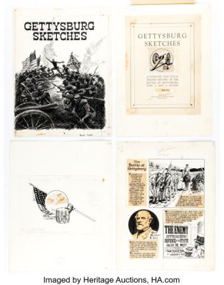Fred Ray Gettysburg Sketches: A Concise and Illustrated History of the Battle of Gettysburg Near Complete Book Original Art and Production Materials Group of 36 (Times and News Publishing Co., 1963). (Total: 36 Items) | Heritage