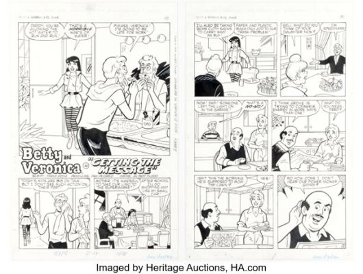 Dan DeCarlo and Alison Flood Betty and Veronica #52 "Getting the Message" Complete 6-Page Story Original Art (Archie, 1992). (Total: 6 Original Art) | Heritage