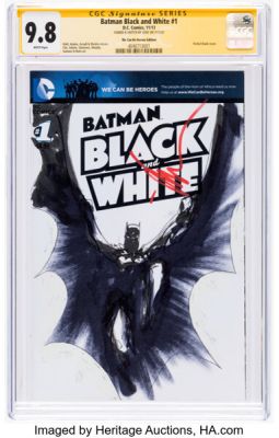 Jock Batman Black & White #1 We Can Be Heroes Edition Signature Series Original Art (DC, 2013/22) CGC NM/MT 9.8 White pages. | Heritage