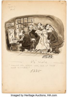 Reamer Keller Bunk Magazine Single-Panel Gag Cartoon Illustration Original Art (Clayton Magazines, c. 1932-33).