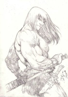 Ed Benes | Conan - 09"x12" Pencil | Ed Benes