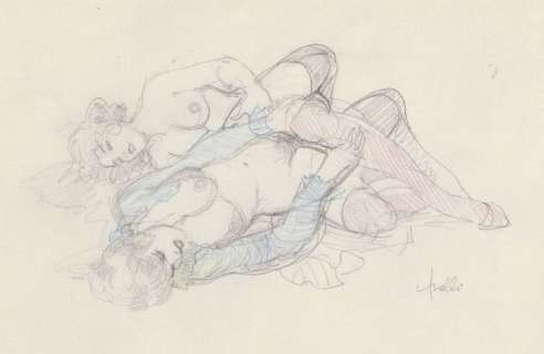 Leone Frollo - Illustration originale  - 2 filles - Page volante | Catawiki