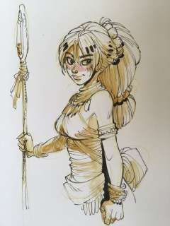 Barbucci, Alessandro - Illustration originale en couleurs - Personnage féminin EkhÃ¶ (2019) | Catawiki