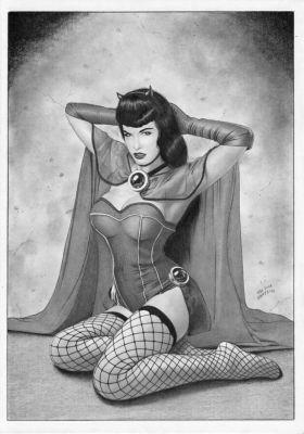 Bettie Page as Raven Pinup by Tim Grayson | Raremarq (Buy It Now)