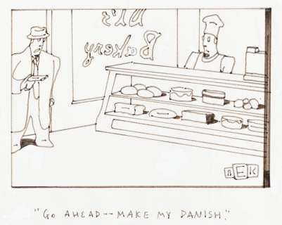 BRUCE ERIC KAPLAN (1964-) (THE NEW YORKER) "Go Ahead -- Make My Danish." | Swann Galleries